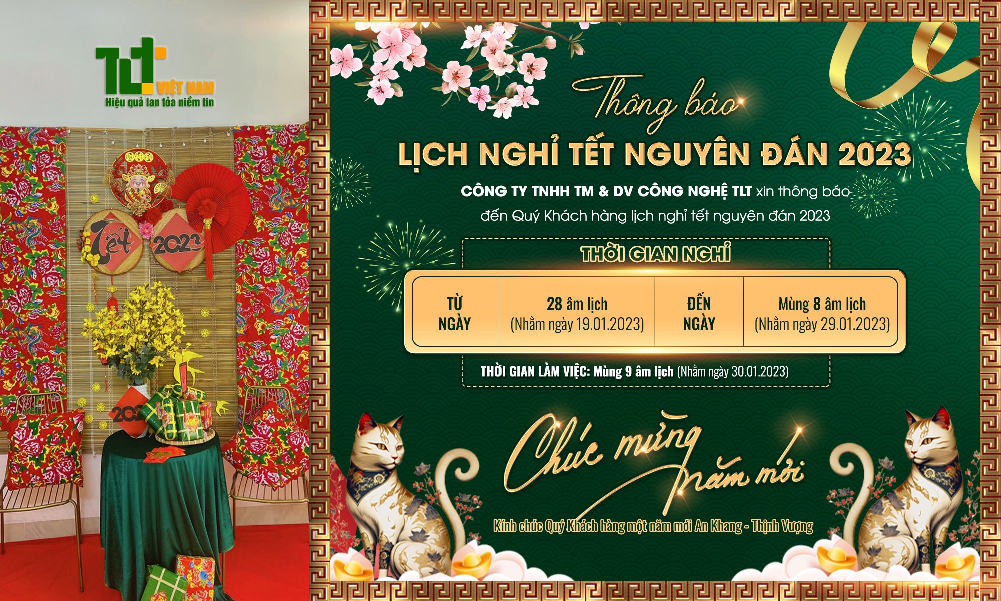 LỊCH NGHỈ TẾT NGUYÊN ĐÁN 2023 - XUÂN QUÝ MÃO - CÔNG TY TLT VIỆT NAM