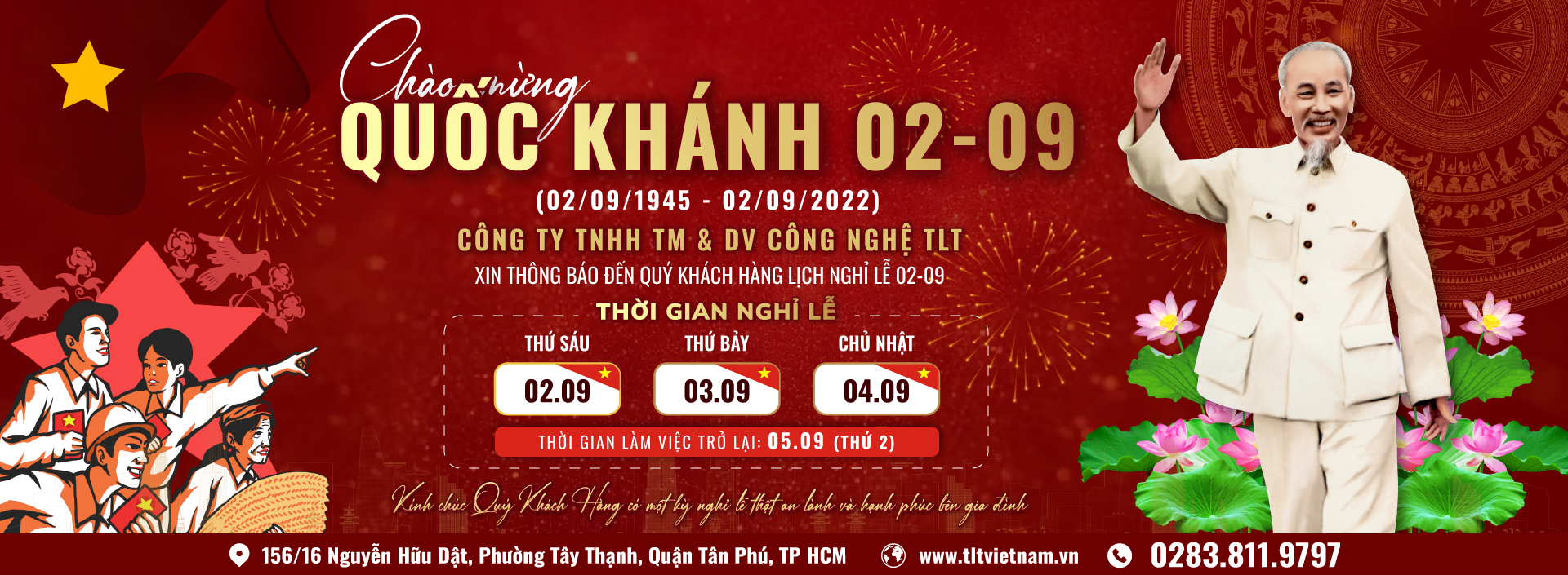 TLT VIỆT NAM TRÂN TRỌNG THÔNG BÁO LỊCH NGHỈ LỄ QUỐC KHÁNH 2-9-2022